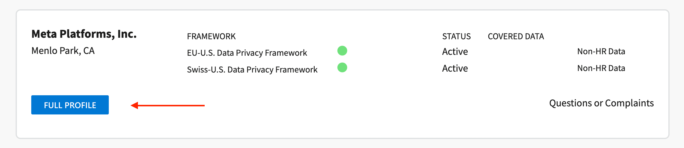 data privacy framework profile